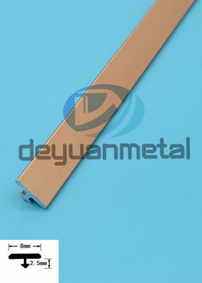 Altın Alüminyum T Profilleri Kaplama Genişliği 8mm Yüksek 2.5mm
